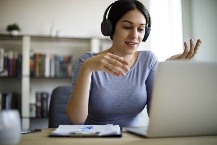 Therapist on a telehealth appointment with an adult client in Frisco Texas